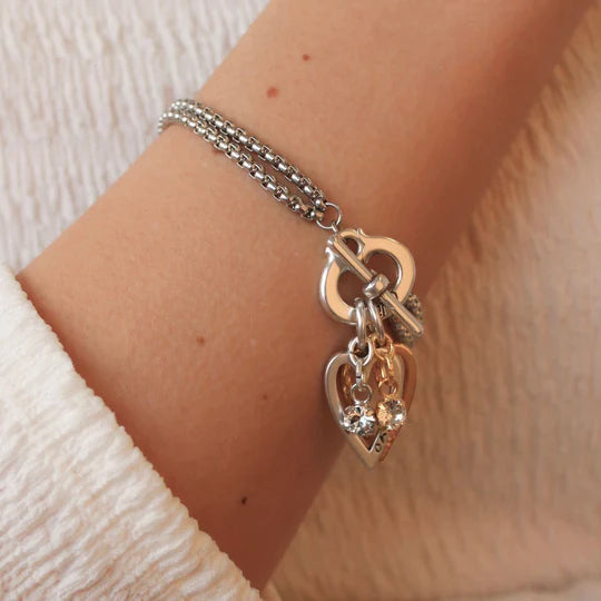 Rose Heart Double Chain Bracelet - The Nancy Smillie Shop - Art, Jewellery & Designer Gifts Glasgow