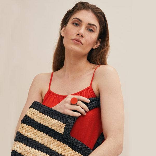 Round buffalo horn ring - Orange: L - Jewellery - Scotland