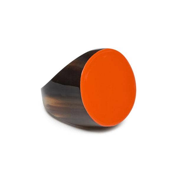 Round buffalo horn ring - Orange: M - Jewellery - Scotland