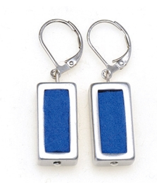 Royal Blue Rectangular Felt Earrings | The Nancy Smillie Shop - Art, Jewellery & Designer Gifts Glasgow Scotland