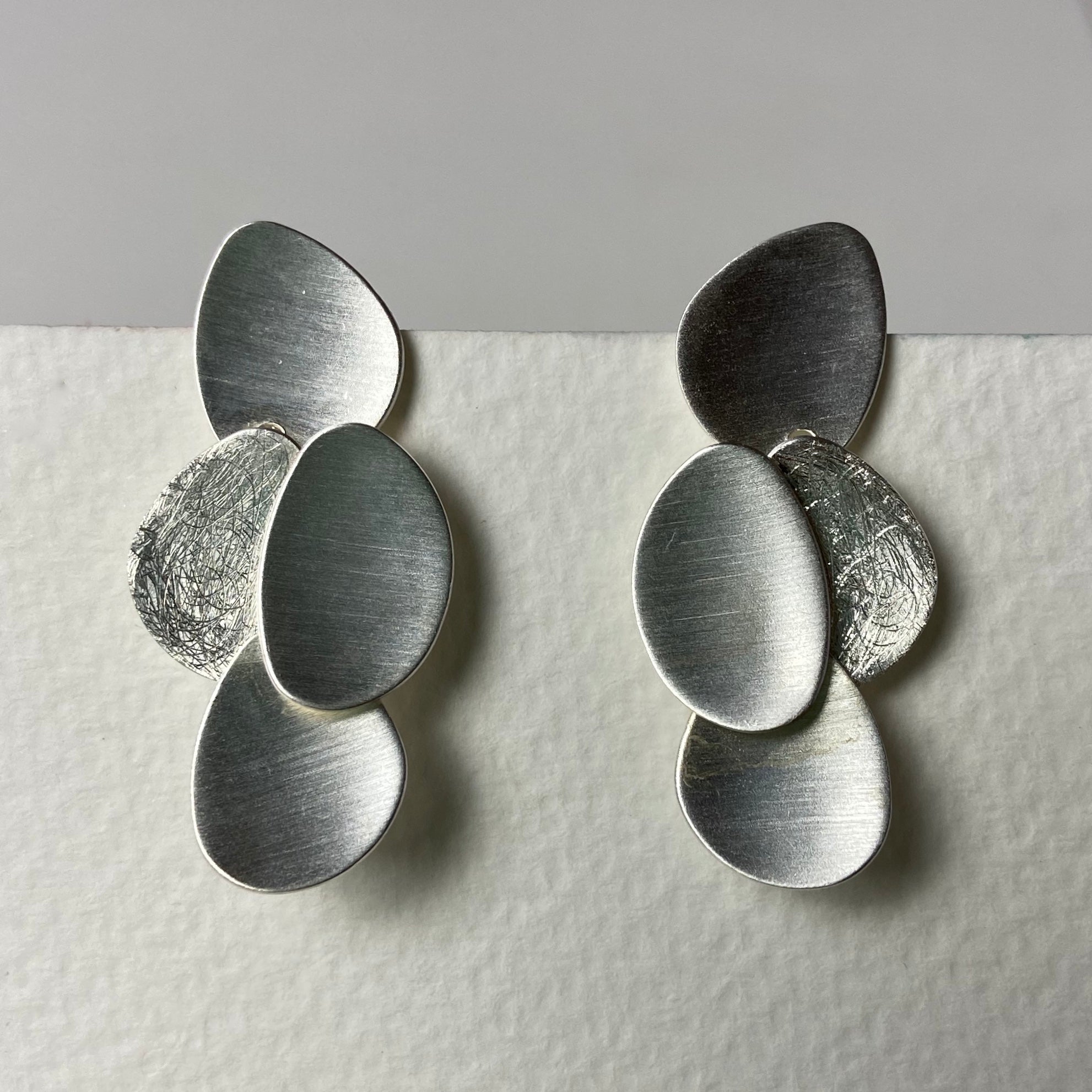 Satin Finish Silver Drop Earring - The Nancy Smillie Shop - Art, Jewellery & Designer Gifts Glasgow