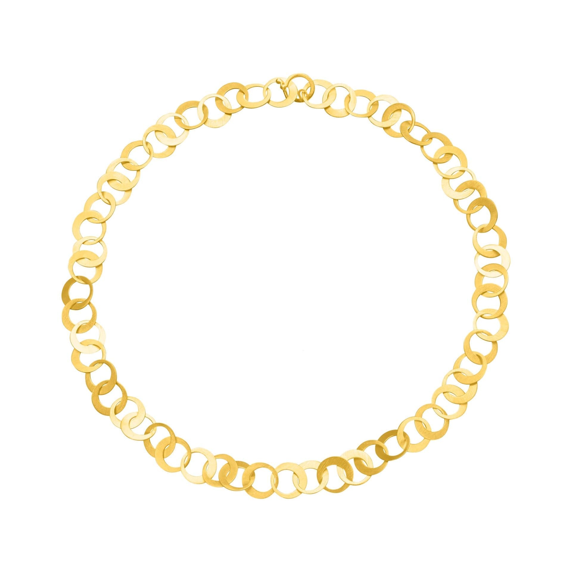 Satin gold chain silver bracelet with polished circular links