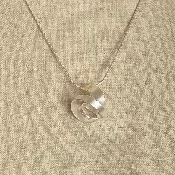 Satin Silver Twisted Pendant - The Nancy Smillie Shop - Art, Jewellery & Designer Gifts Glasgow