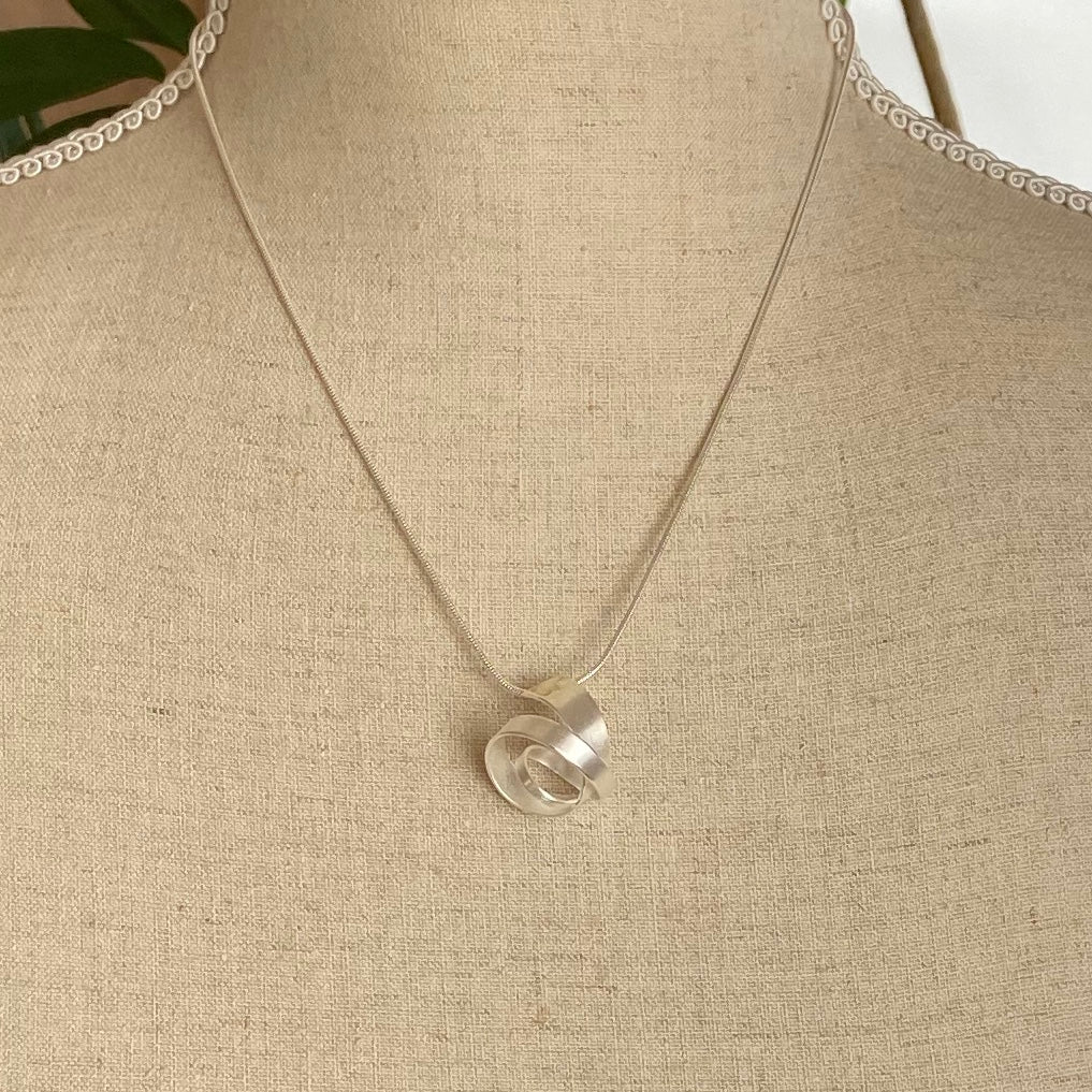 Satin Silver Twisted Pendant - The Nancy Smillie Shop - Art, Jewellery & Designer Gifts Glasgow