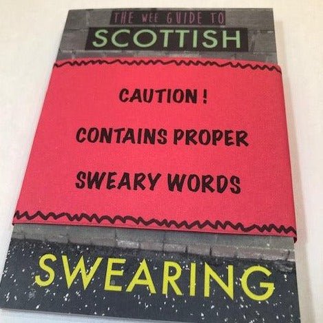 Scottish Swearing Book with bold red cover and zigzag borders