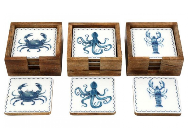 Set of 4 Sealife Enamel Coasters