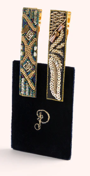 Set of 2 Navy/Midnight Sparkle hair Bars - Gloves - Scotland