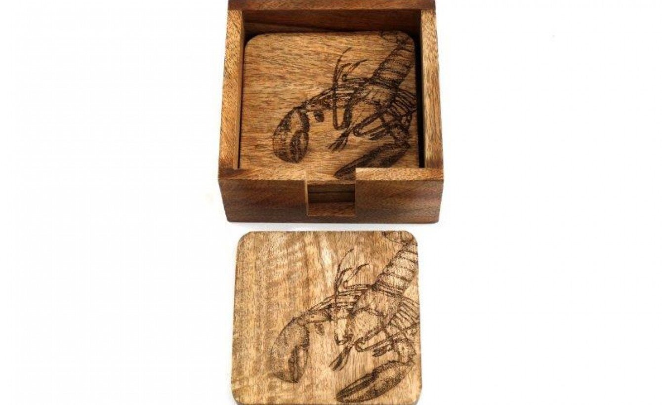 Set of 4 Engraved Lobster Coasters - The Nancy Smillie Shop - Art, Jewellery & Designer Gifts Glasgow
