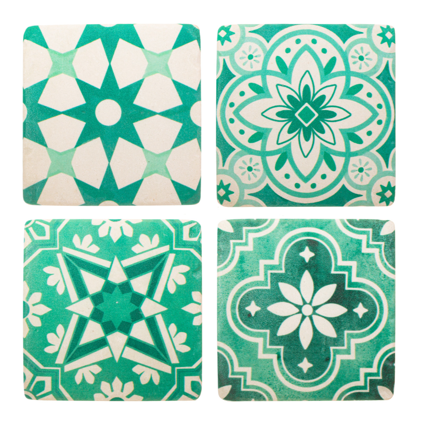 Set of 4 Green Coasters - The Nancy Smillie Shop - Art, Jewellery & Designer Gifts Glasgow