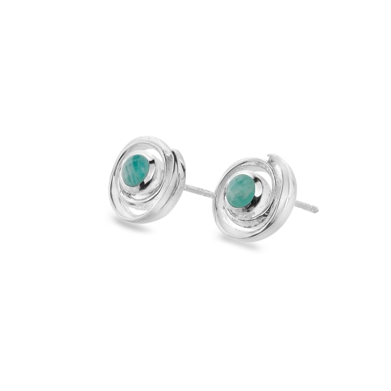 Silver Amazonite Spiral Earrings - The Nancy Smillie Shop - Art, Jewellery & Designer Gifts Glasgow