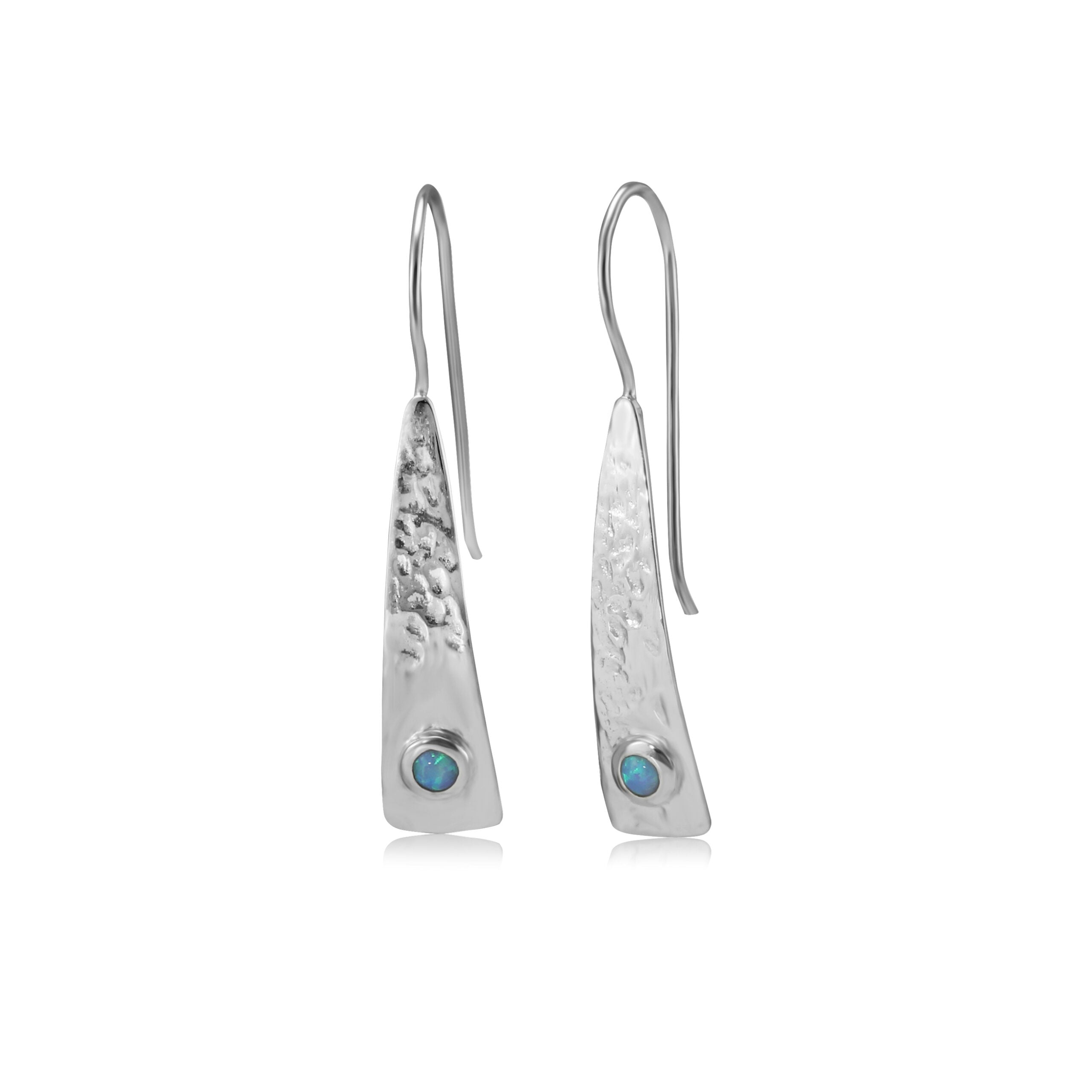 Silver Hammered Opal Drops - The Nancy Smillie Shop - Art, Jewellery & Designer Gifts Glasgow