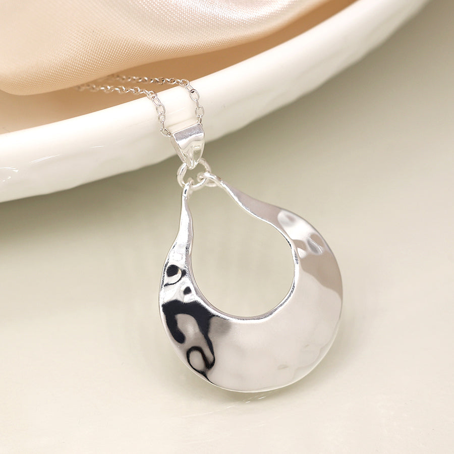 Silver Hammered Teardrop Pendant - Jewellery - Scotland