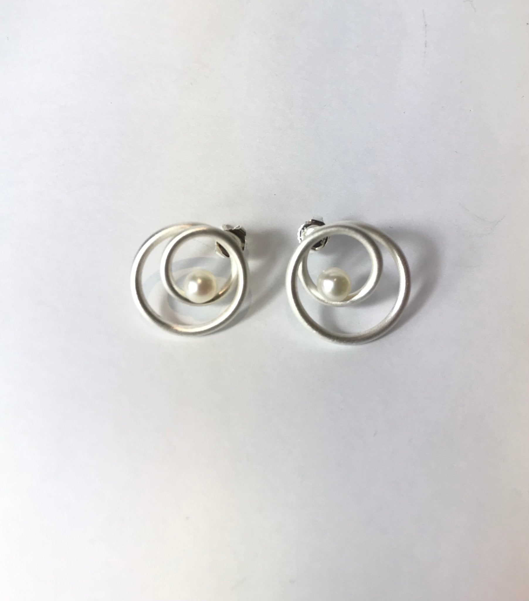 Silver Pearl Loop Studs - The Nancy Smillie Shop - Art, Jewellery & Designer Gifts Glasgow