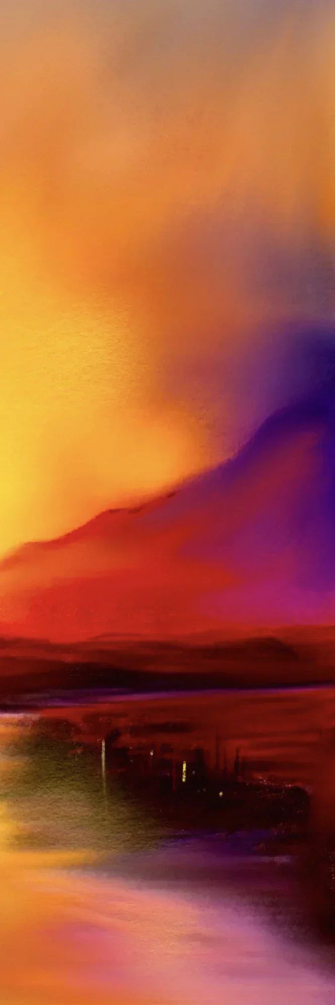 Vibrant Skye Sunset Triptych abstract mountain landscape wall art