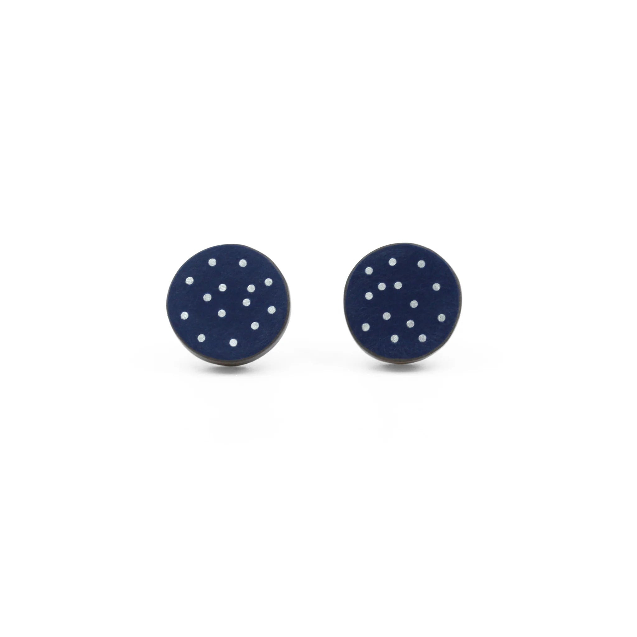 Small Inlaid Dot Studs Navy - The Nancy Smillie Shop - Art, Jewellery & Designer Gifts Glasgow