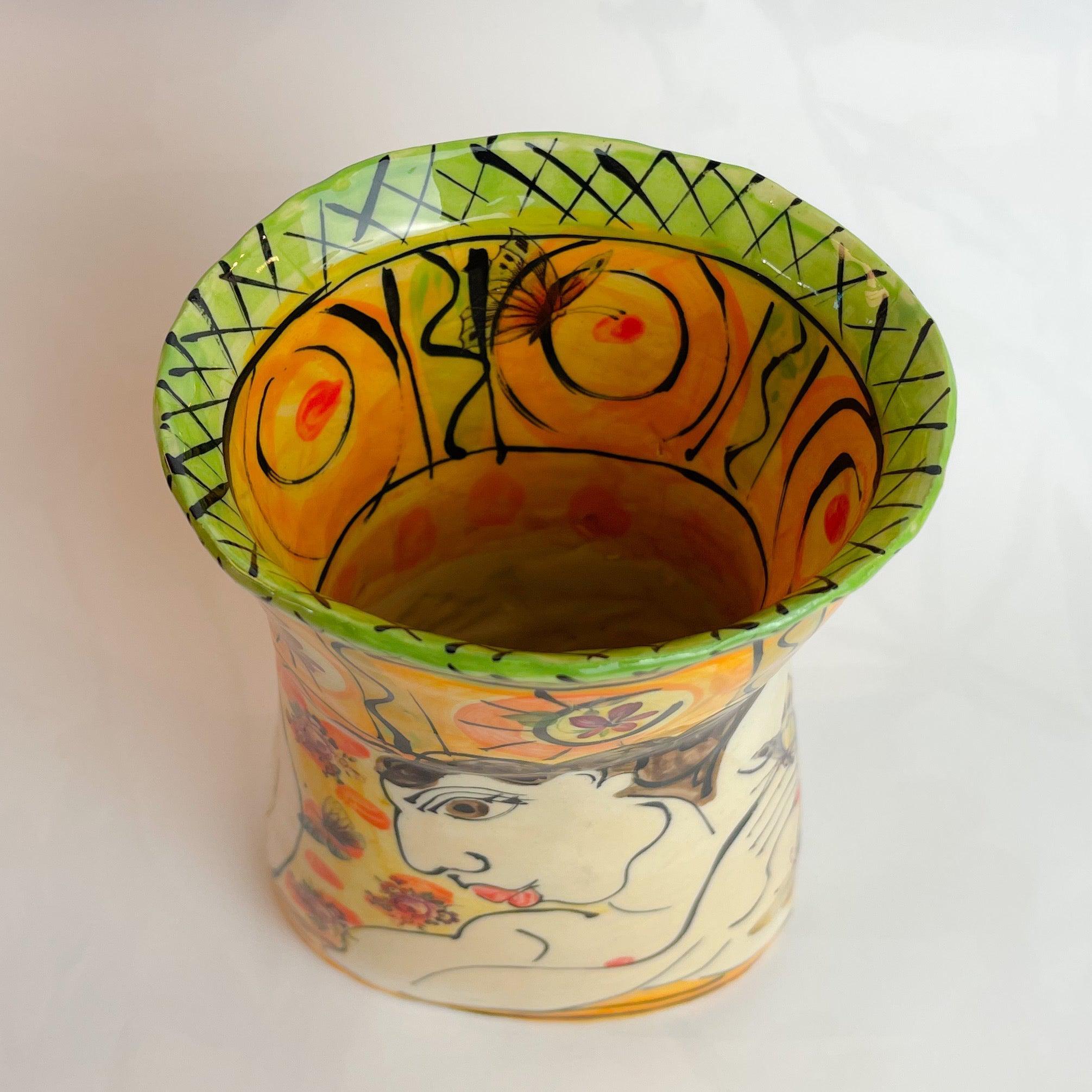 Small Orange & Green Vase - The Nancy Smillie Shop - Art, Jewellery & Designer Gifts Glasgow