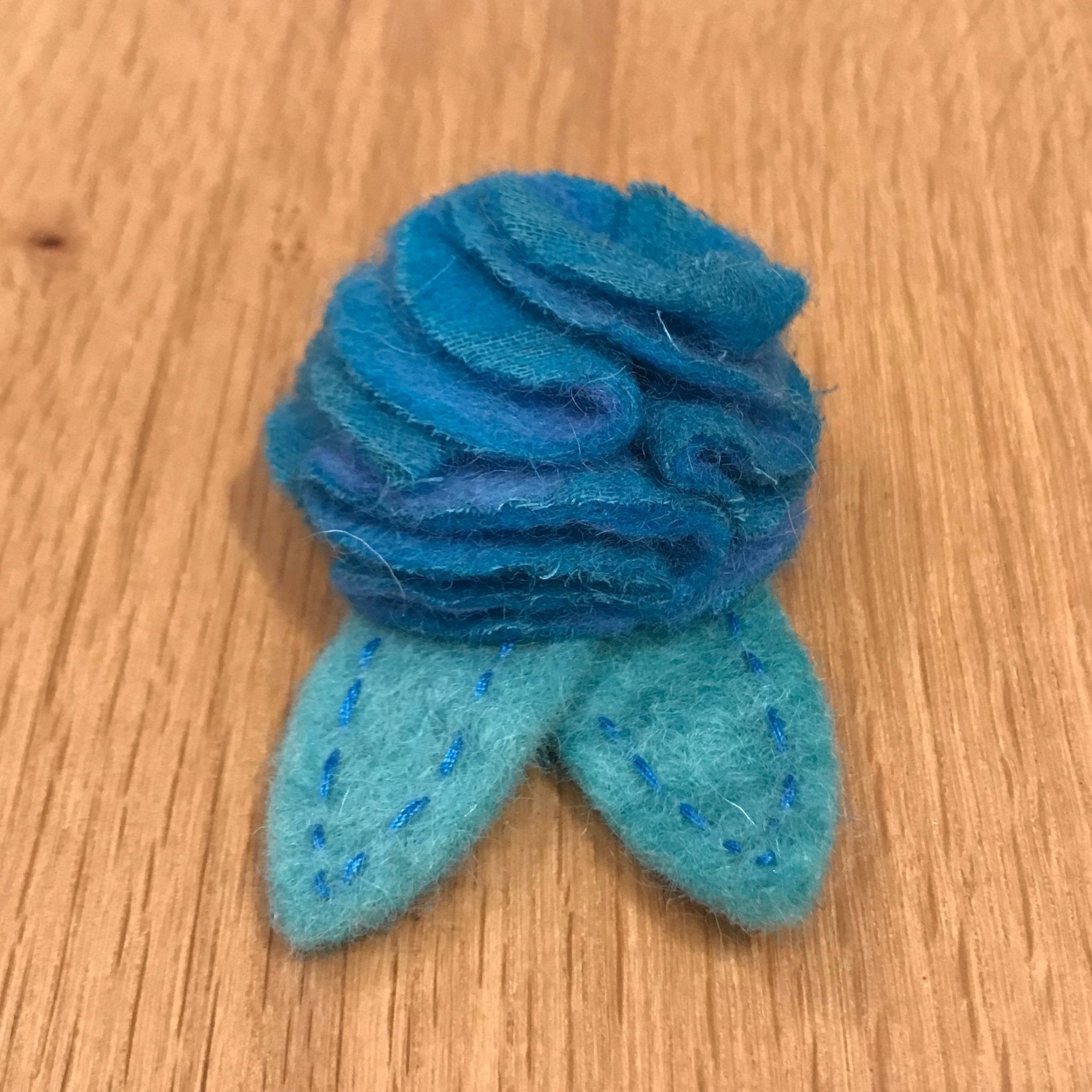 Small Turquoise Felt Flower Brooch - The Nancy Smillie Shop - Art, Jewellery & Designer Gifts Glasgow