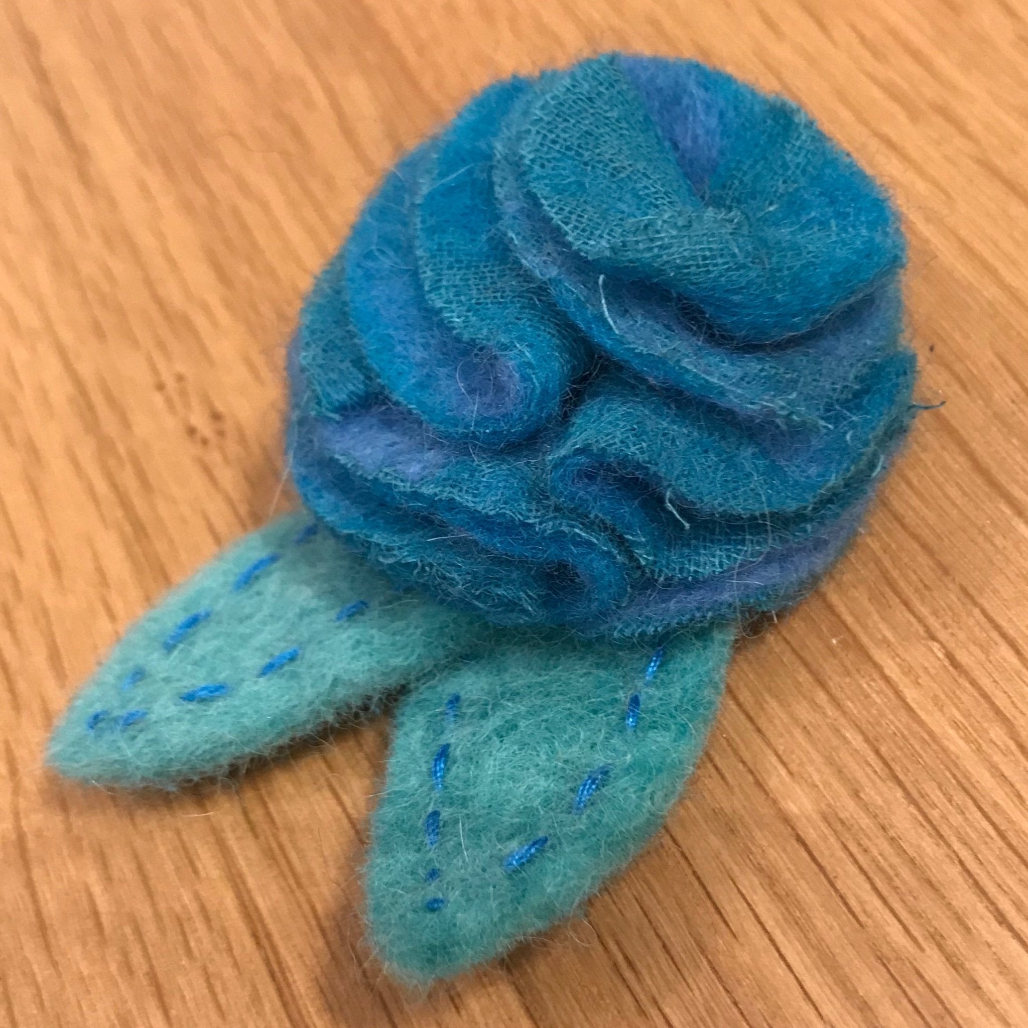 Small Turquoise Felt Flower Brooch - The Nancy Smillie Shop - Art, Jewellery & Designer Gifts Glasgow