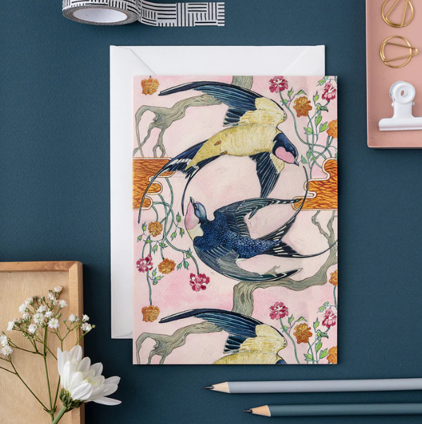 Swallows Card | The Nancy Smillie Shop - Art, Jewellery & Designer Gifts Glasgow Scotland