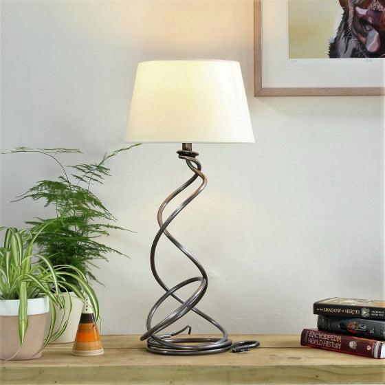 Wrought Iron Spiral Tangle Lamp with Cream Fabric Shade