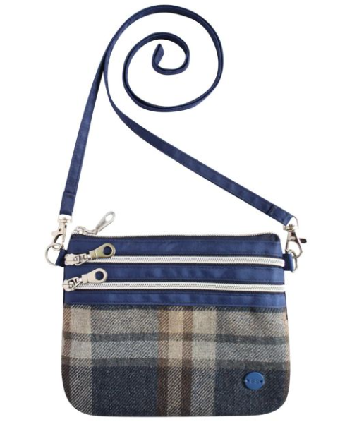 Tantallon Tweed 3Zip Pouch bag - Reversible Clutch Shoulder Camera - Bags of Bags! - Scotland