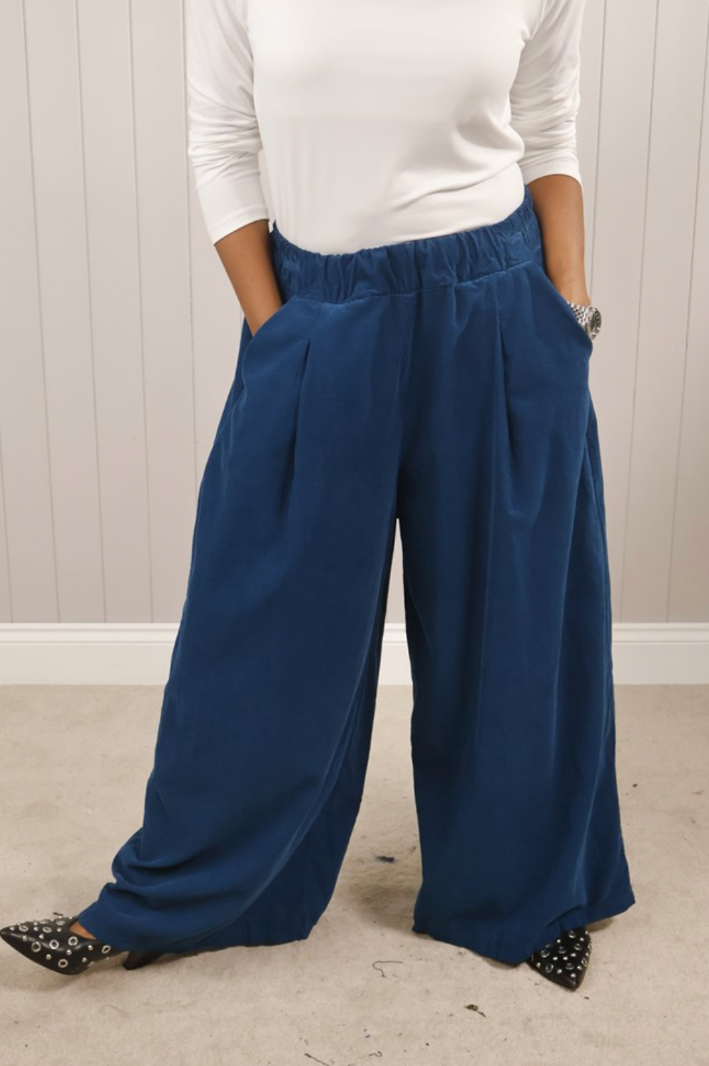 Teal Fine Cord Wide leg trousers - Clothing - Scotland
