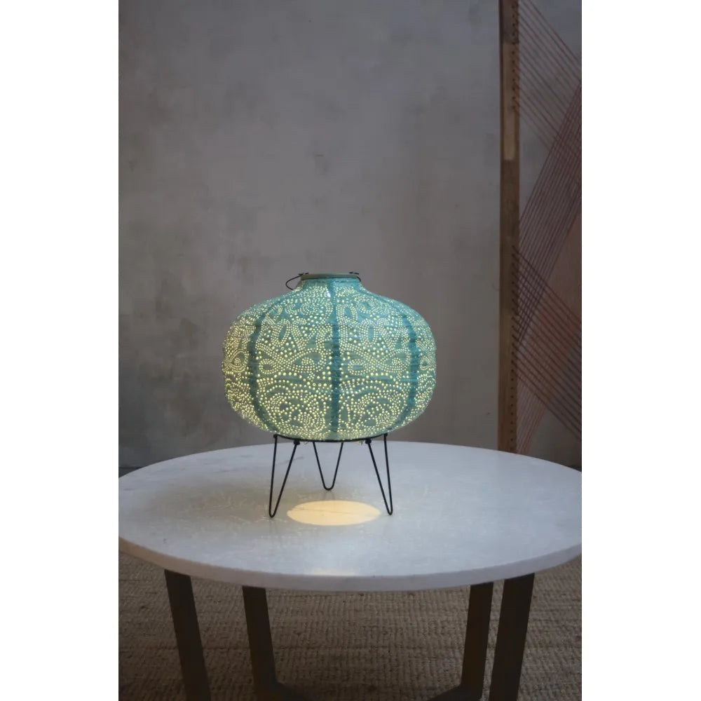 Teal Solar Pumpkin Lantern - The Nancy Smillie Shop - Art, Jewellery & Designer Gifts Glasgow