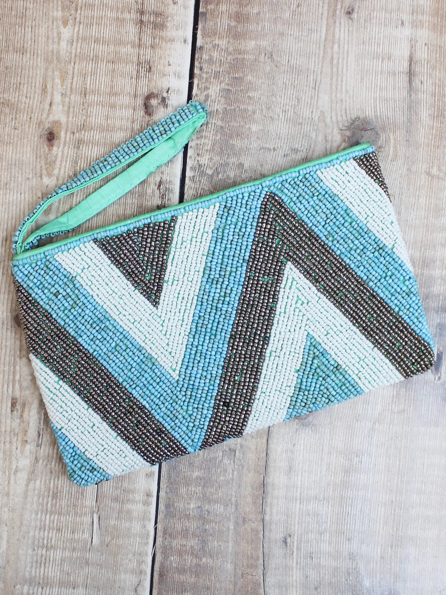 Turquoise Beaded Clutch Bag