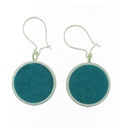 Turquoise Round Felt Earrings | The Nancy Smillie Shop - Art, Jewellery & Designer Gifts Glasgow Scotland