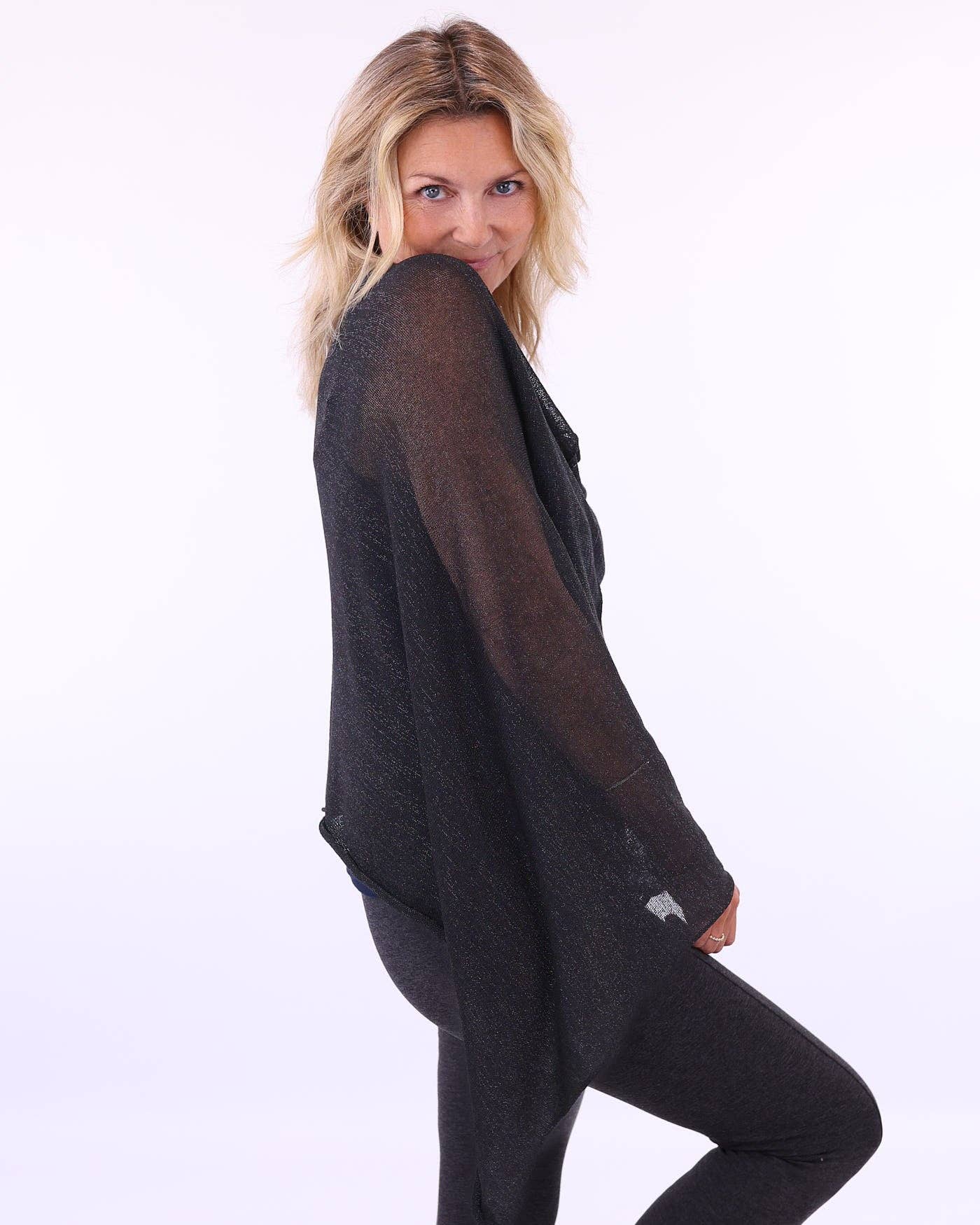 Viscose Sparkle Poncho: Grey - Clothing - Scotland