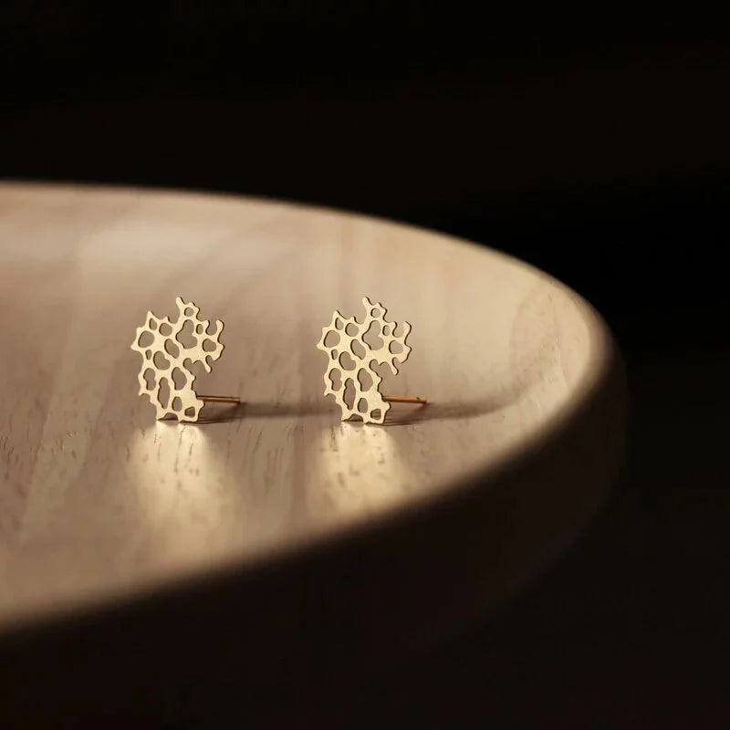 Weathered Rock Earrings Gold - The Nancy Smillie Shop - Art, Jewellery & Designer Gifts Glasgow