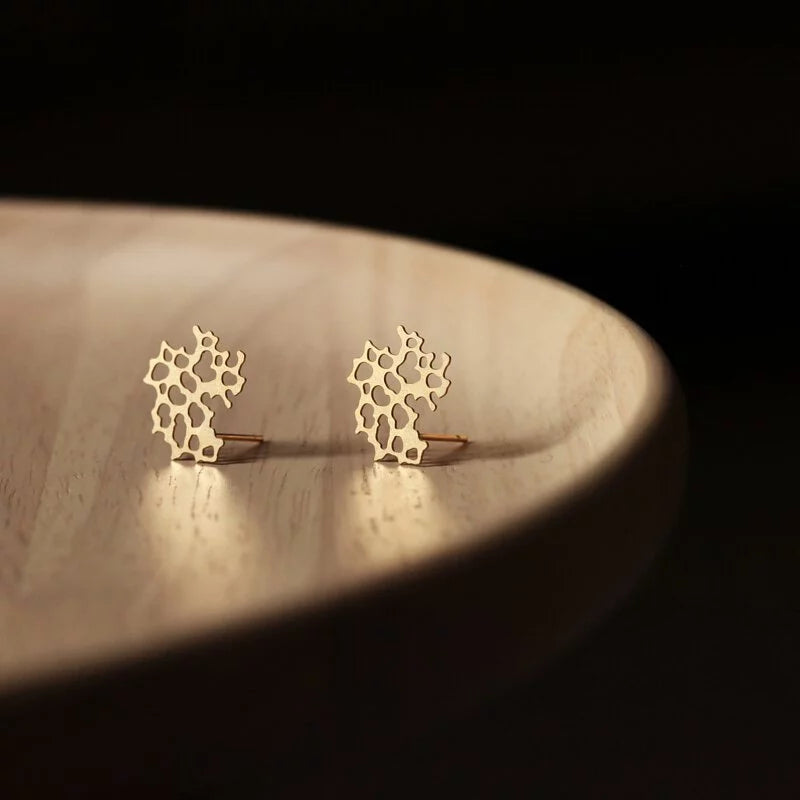 Weathered Rock Earrings Gold - The Nancy Smillie Shop - Art, Jewellery & Designer Gifts Glasgow