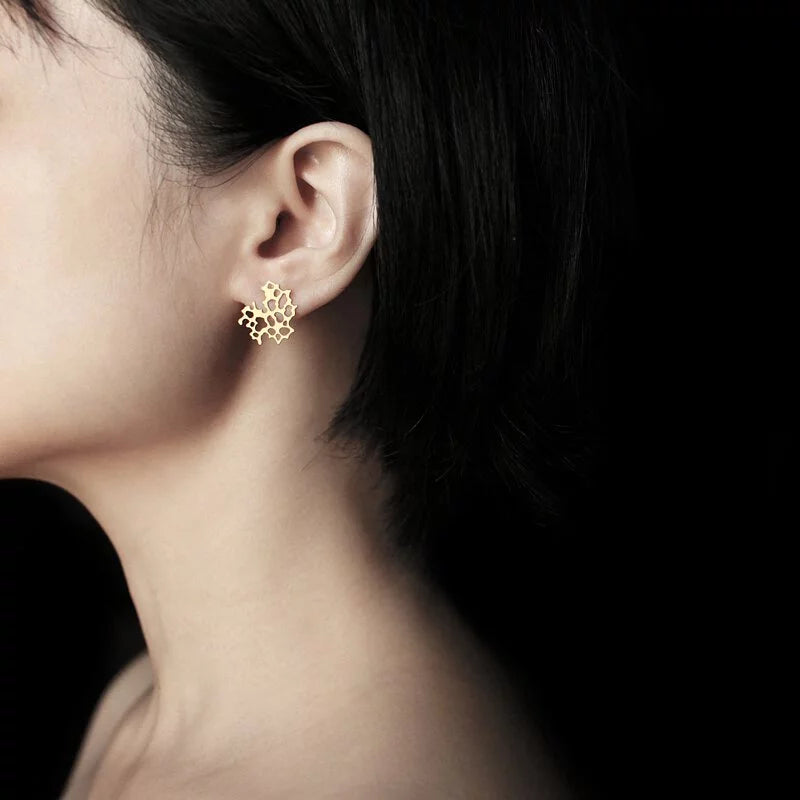 Weathered Rock Earrings Gold - The Nancy Smillie Shop - Art, Jewellery & Designer Gifts Glasgow