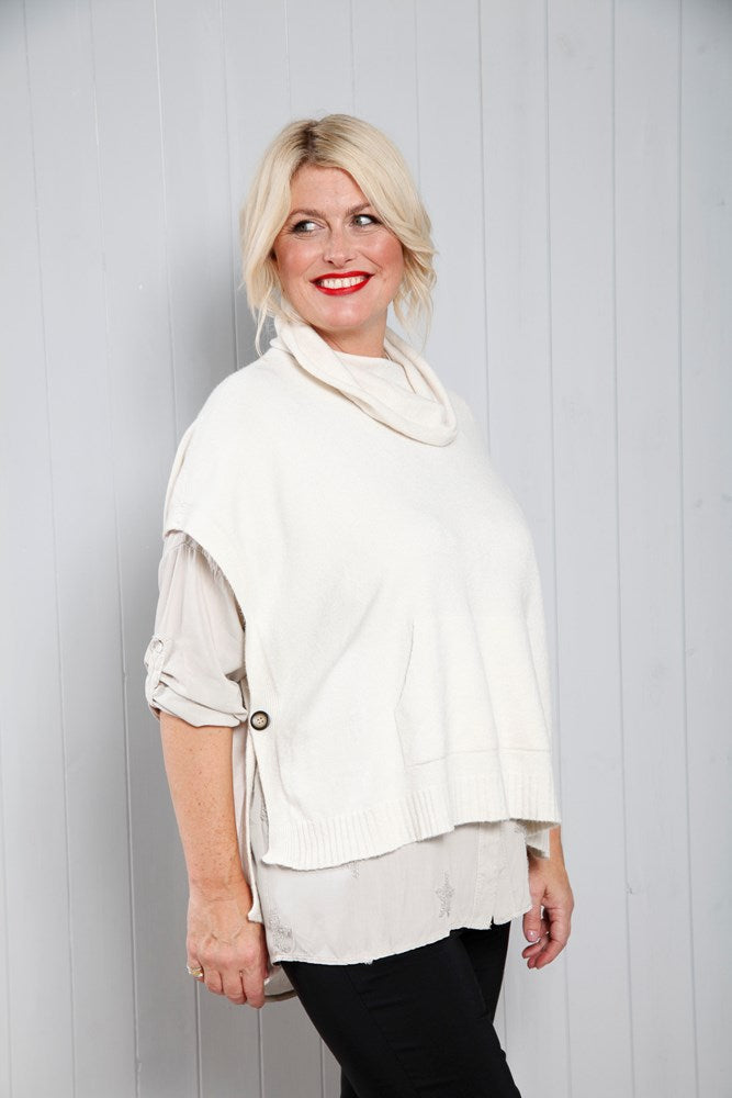 White Cowl Pocket Tank Top - The Nancy Smillie Shop - Art, Jewellery & Designer Gifts Glasgow