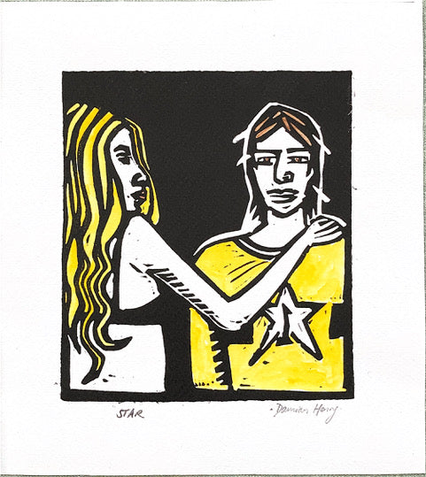 Young Couple Lino Cut Framed Print - The Nancy Smillie Shop - Art, Jewellery & Designer Gifts Glasgow