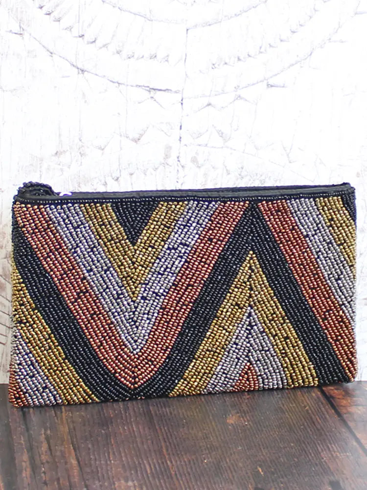 Zigzag Beaded Clutch Bag