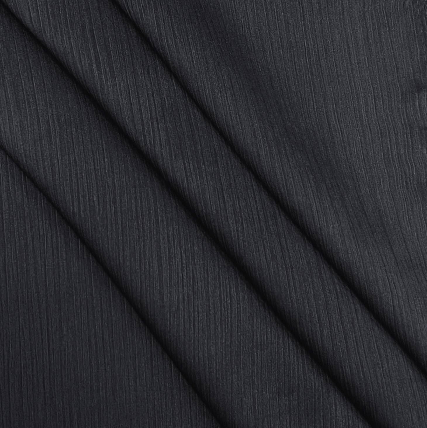 Plain Ribbed Long Satin Scarf: Charcoal