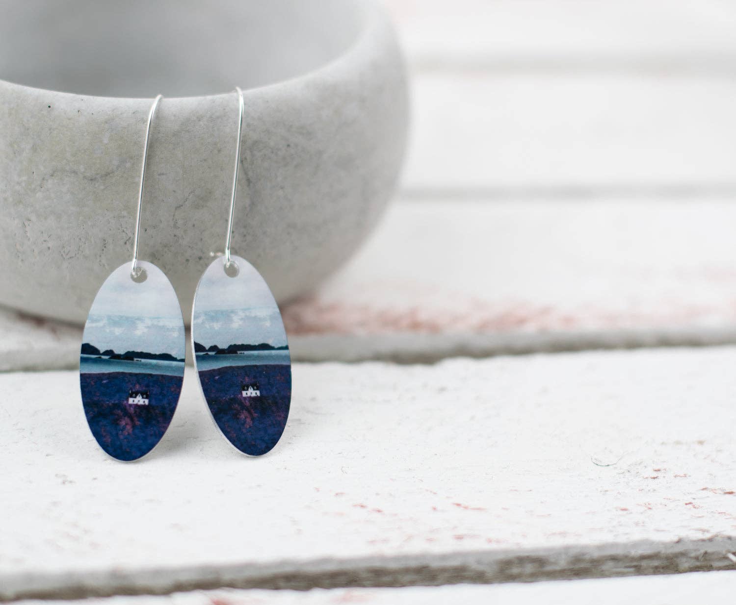 The Summer Isles from Achiltibuie Aluminium and Silver Earrings