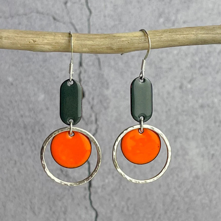 Orange Geo Hoop Earrings