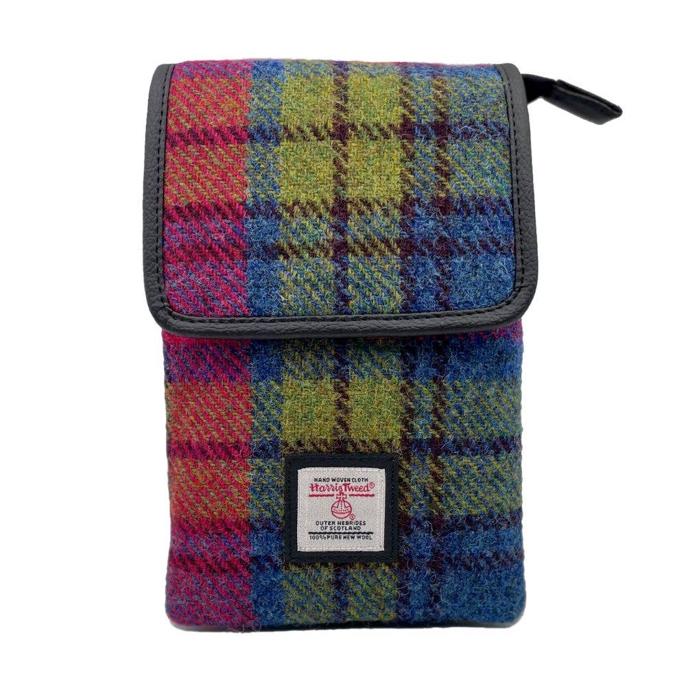 Harris Tweed Mini Crossbody Bag Blue/Pink Check