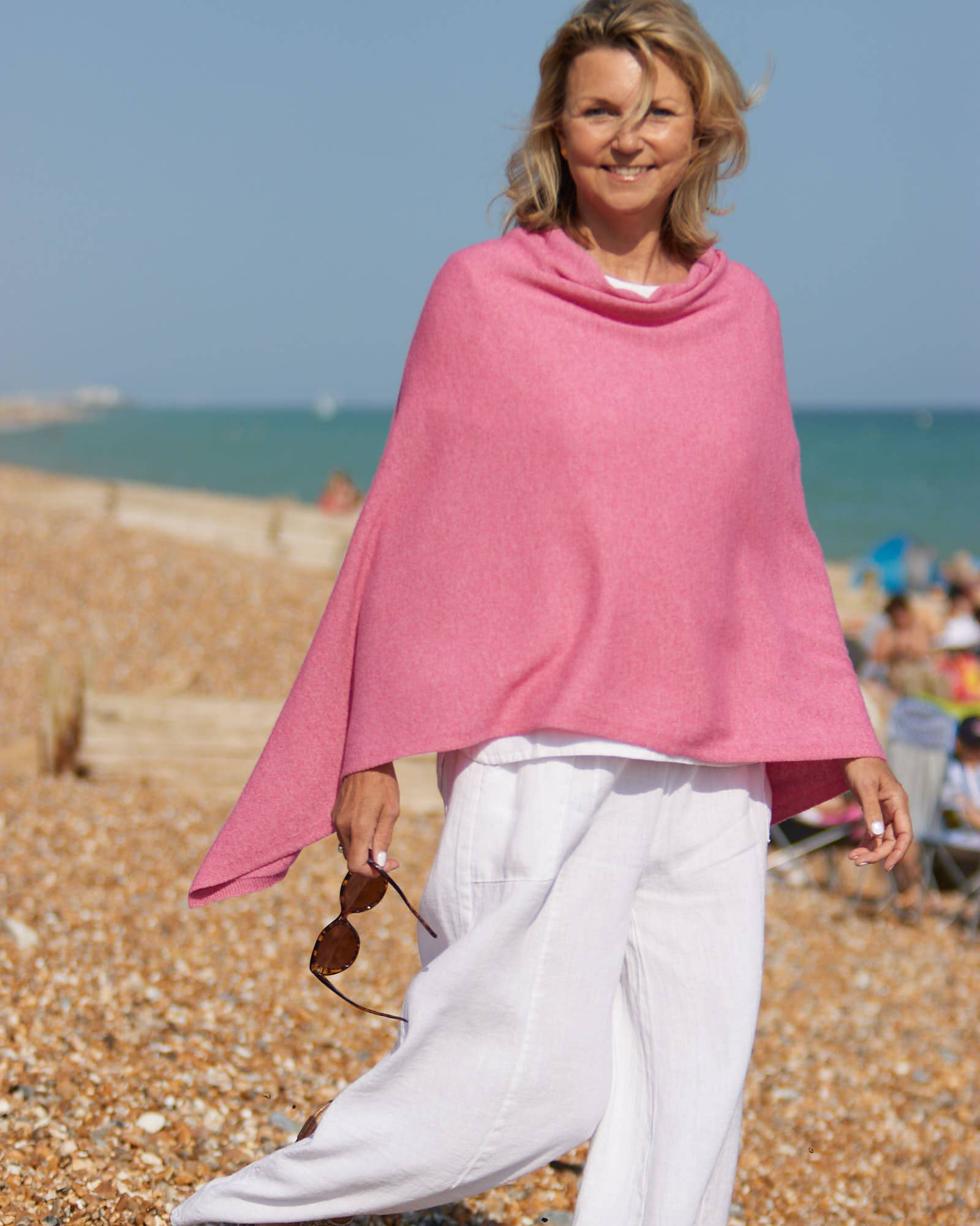 Classic Cashmere Blend Poncho: Denim Blue