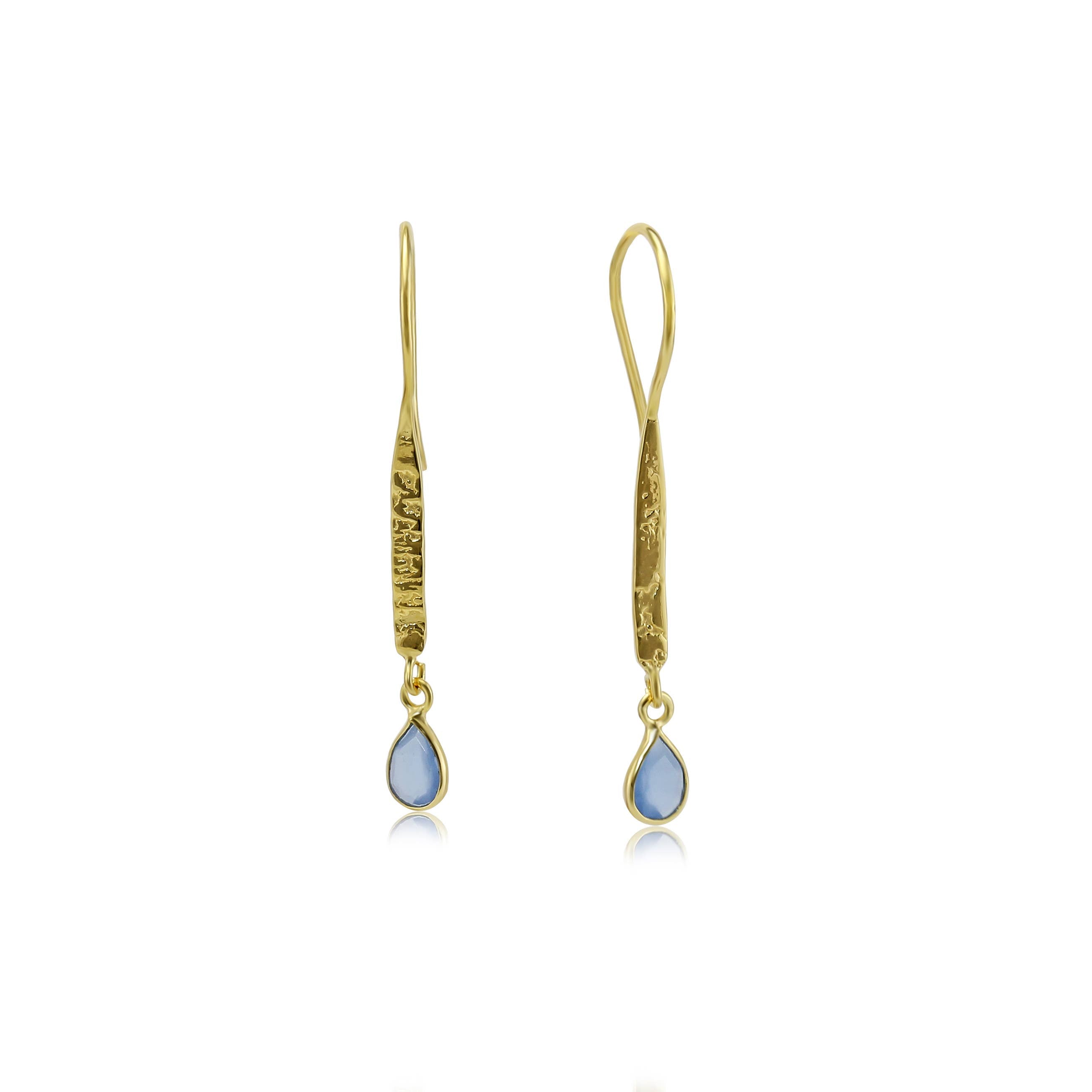 Handmade Blue Chalcedony Gold Vermeil Drop Earrings