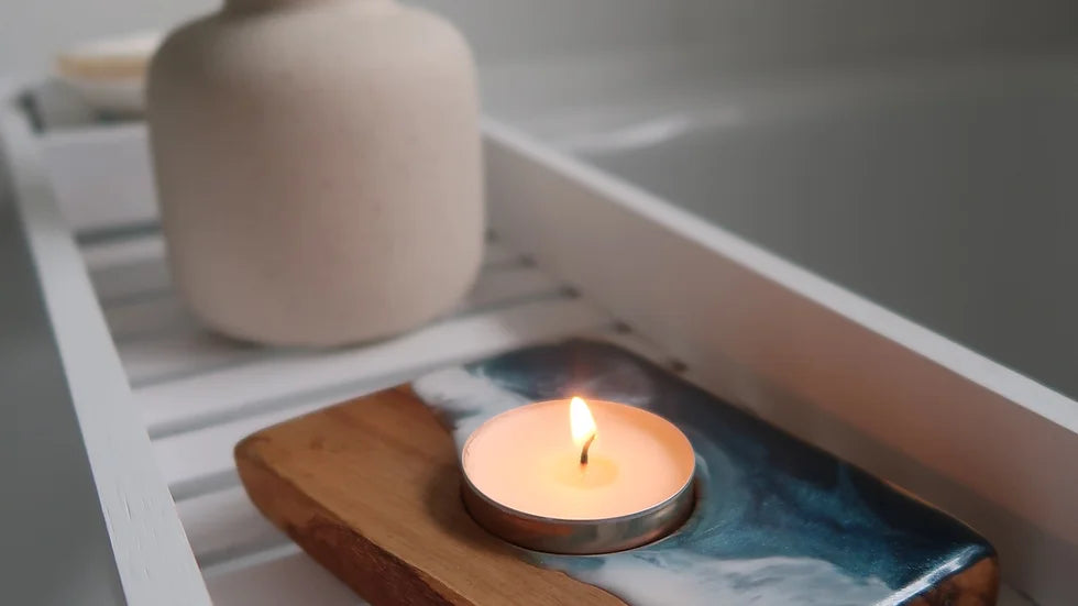 1 Hole Olive Wood and Resin Tealight Holder | The Nancy Smillie Shop - Art, Jewellery & Designer Gifts Glasgow Scotland