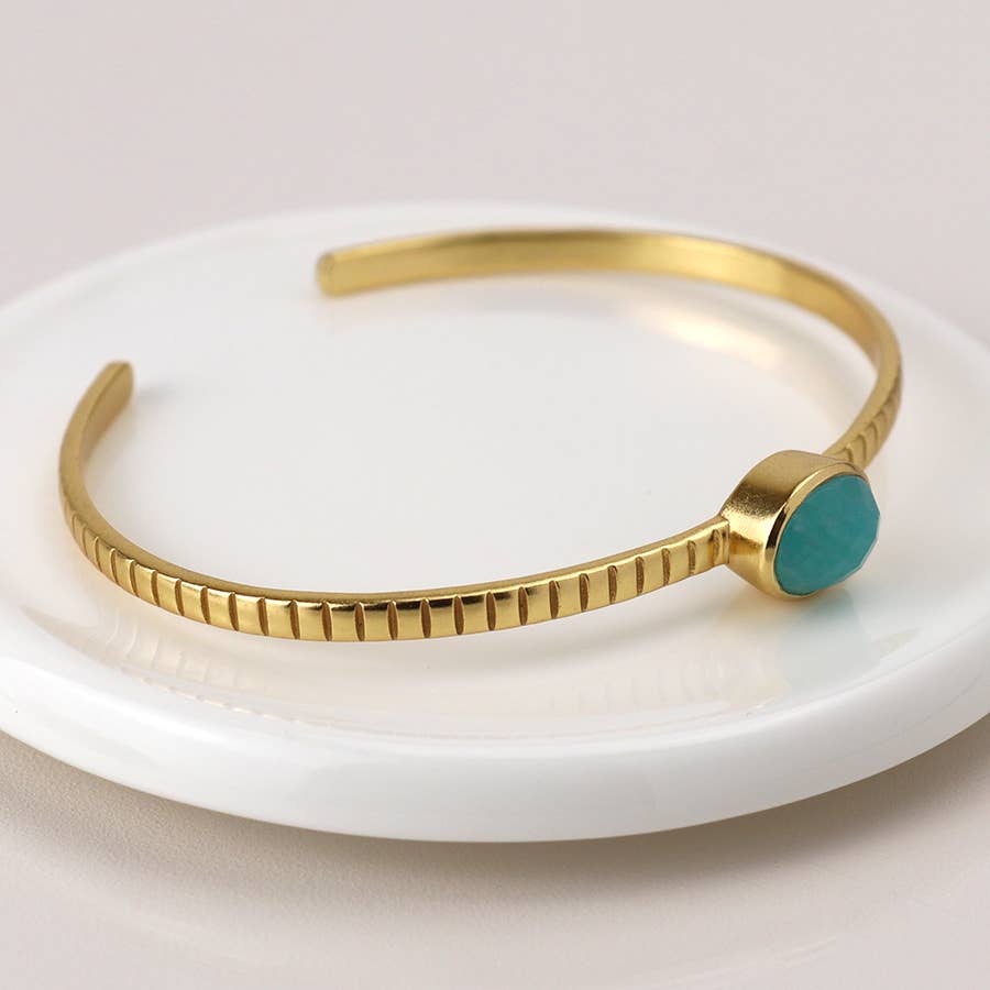 Luxury Gold Plated Amazonite Bangle: Green/Gold