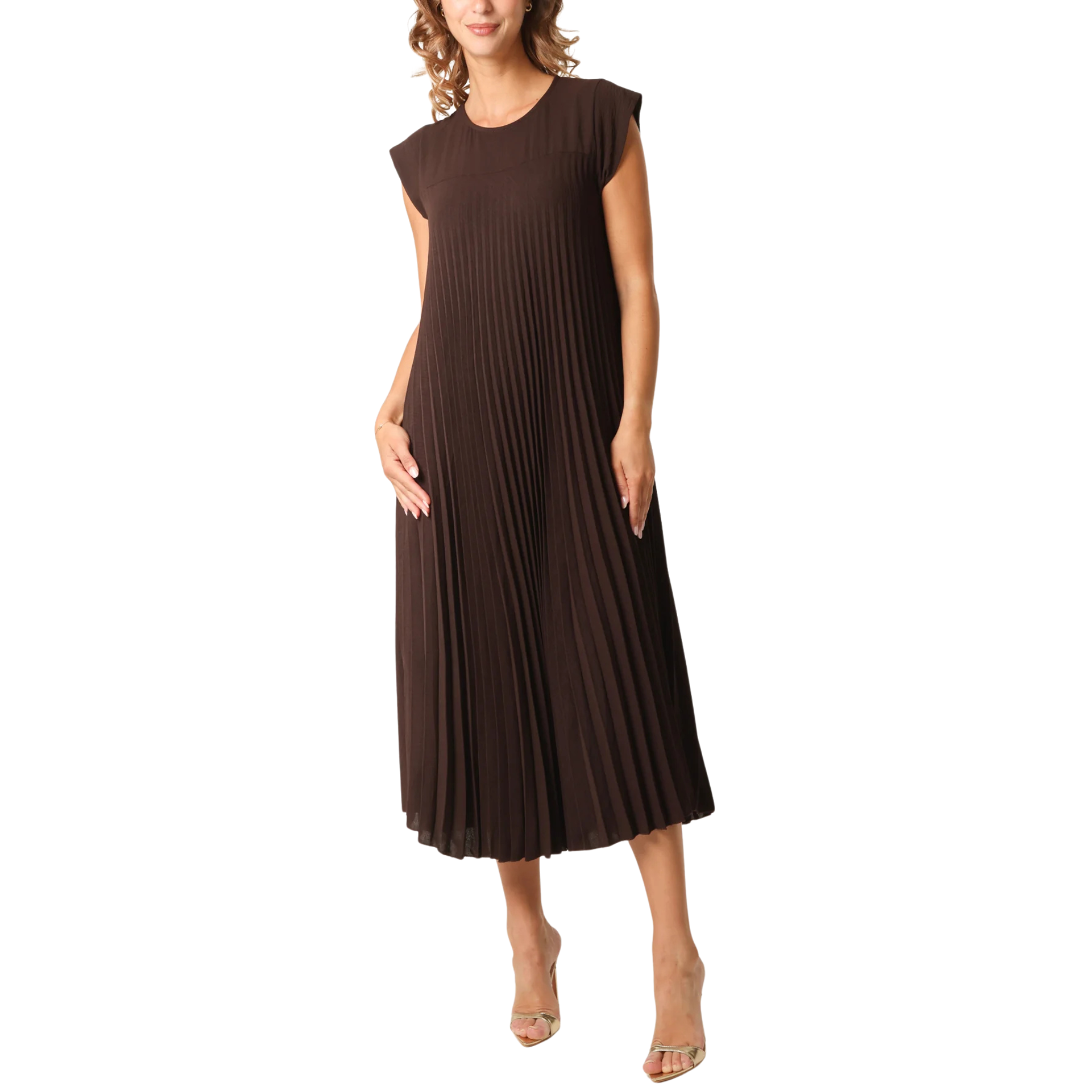 Chocolate pleated Maxi Dress