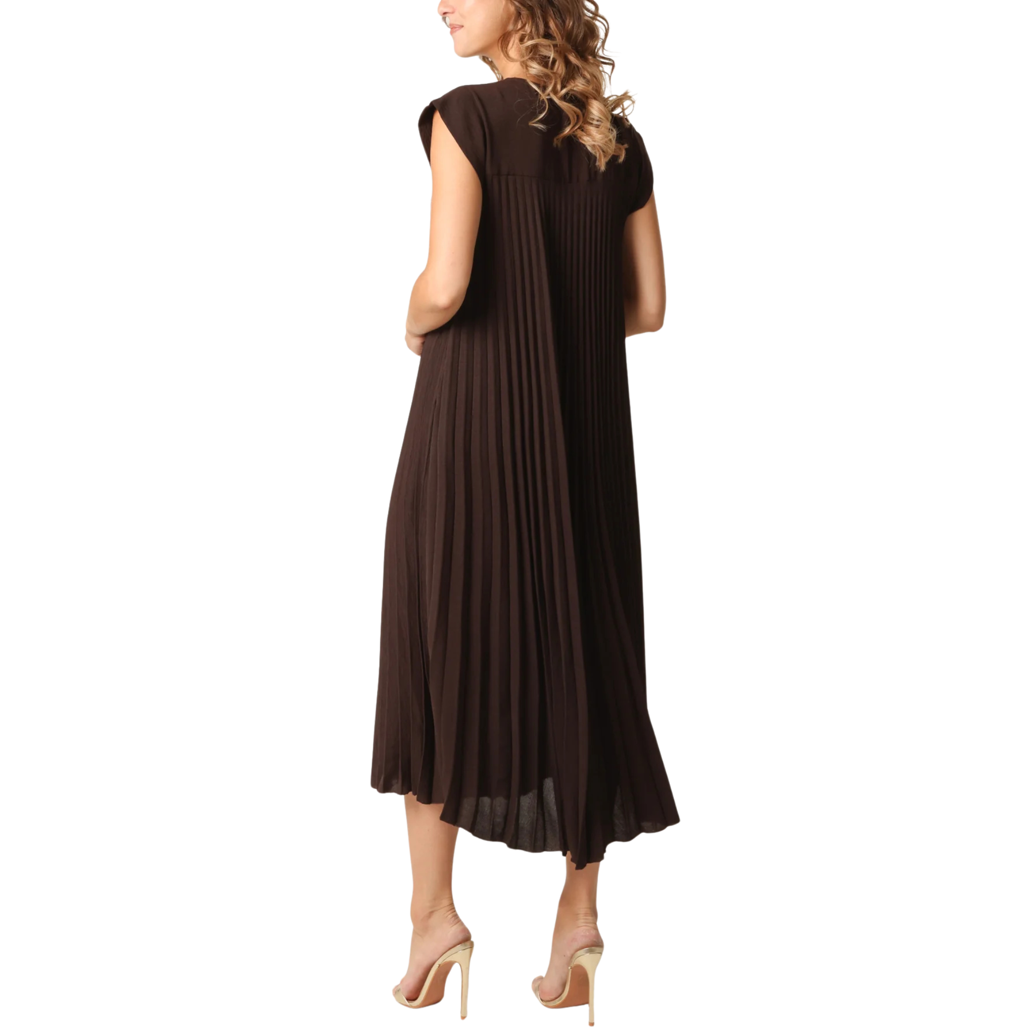 Chocolate pleated Maxi Dress