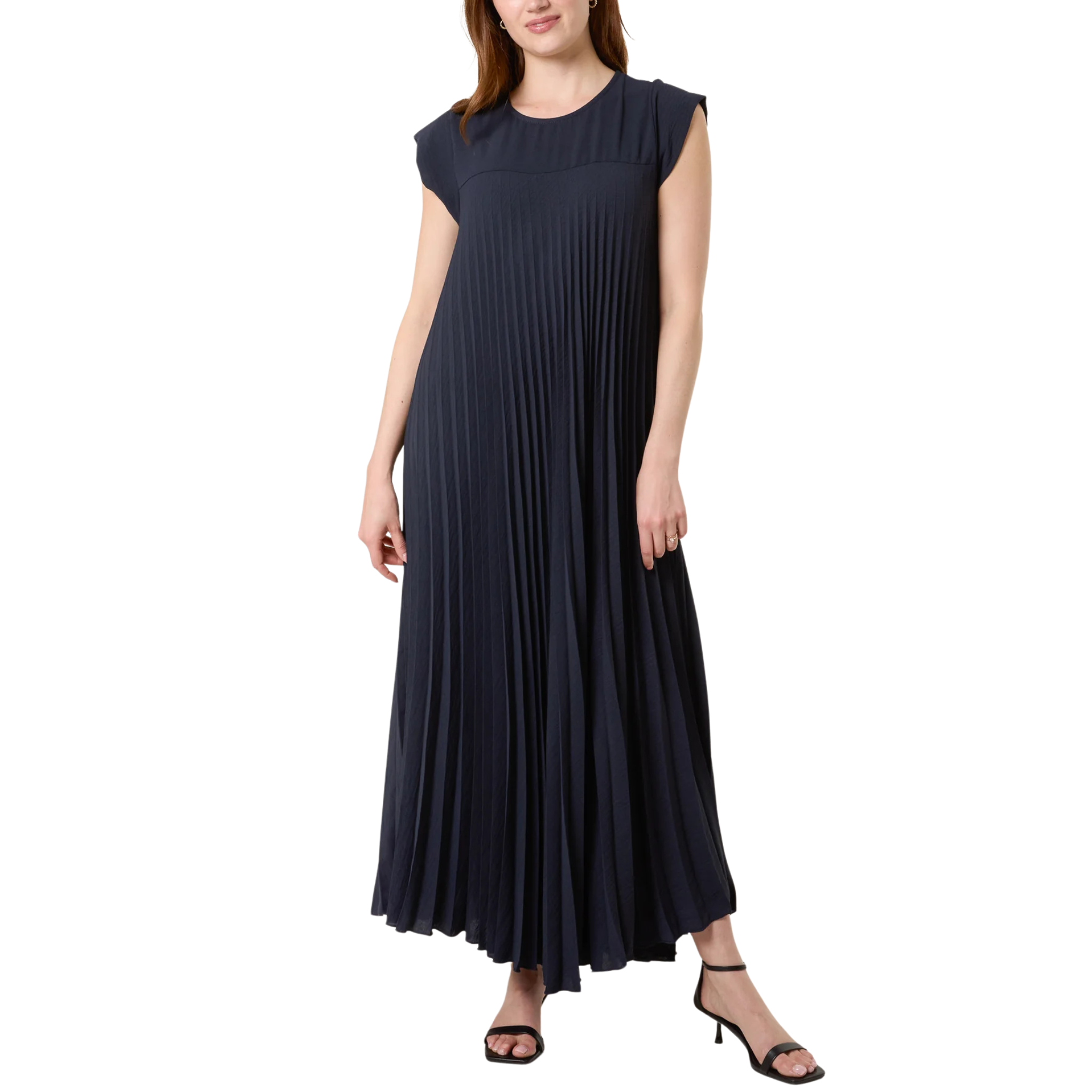 Navy pleated Maxi Dress