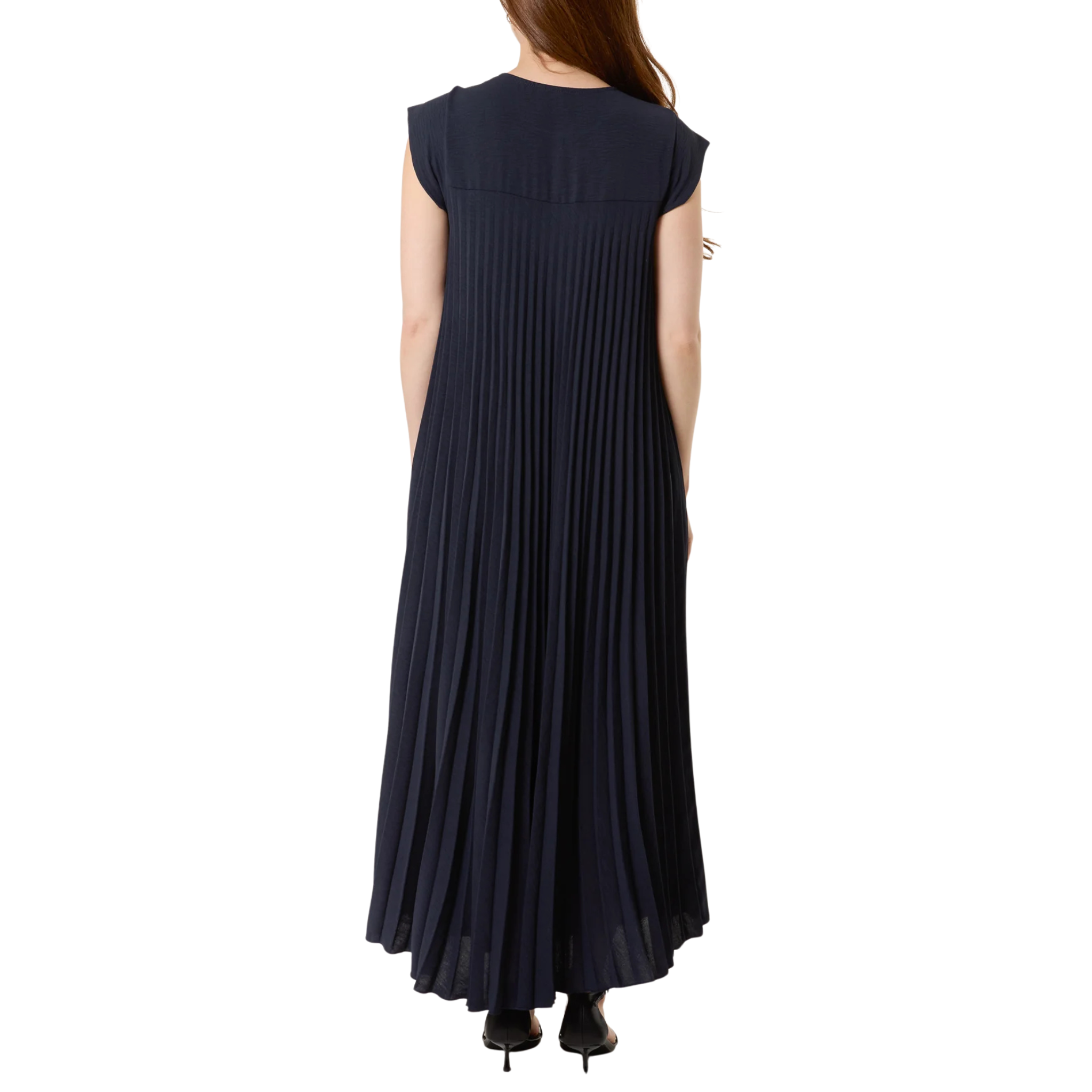 Navy pleated Maxi Dress