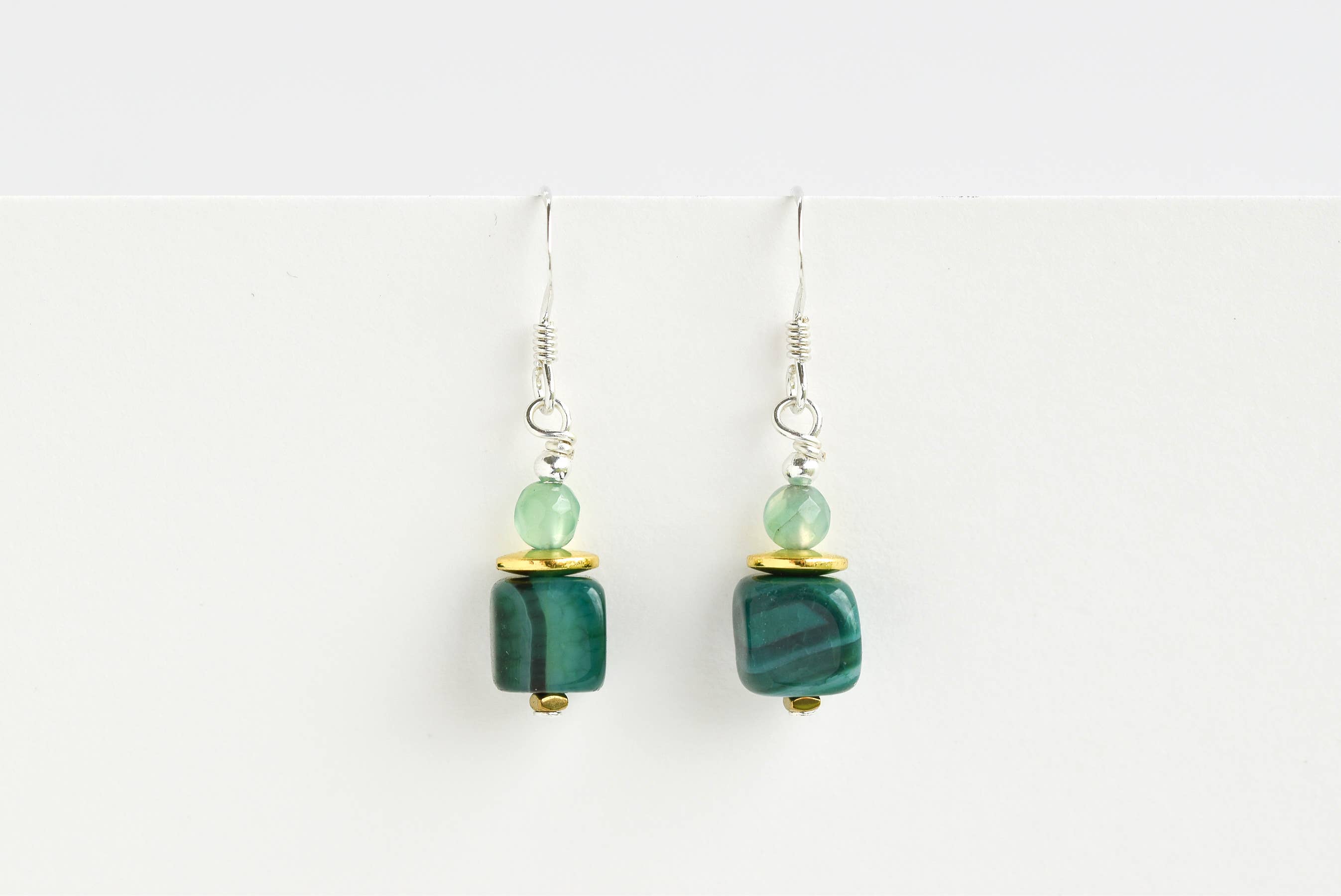 Earrings green agate