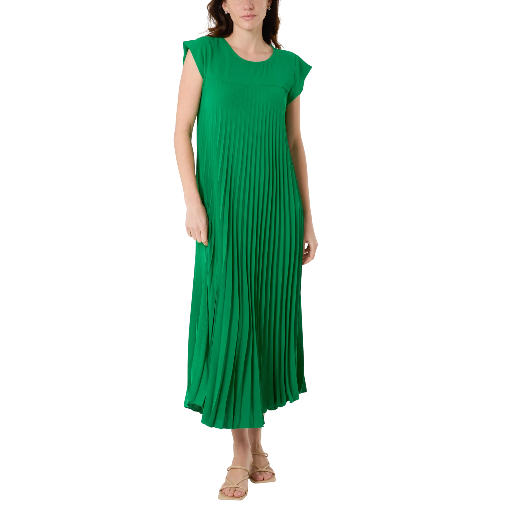 Bright Green pleated Maxi Dress